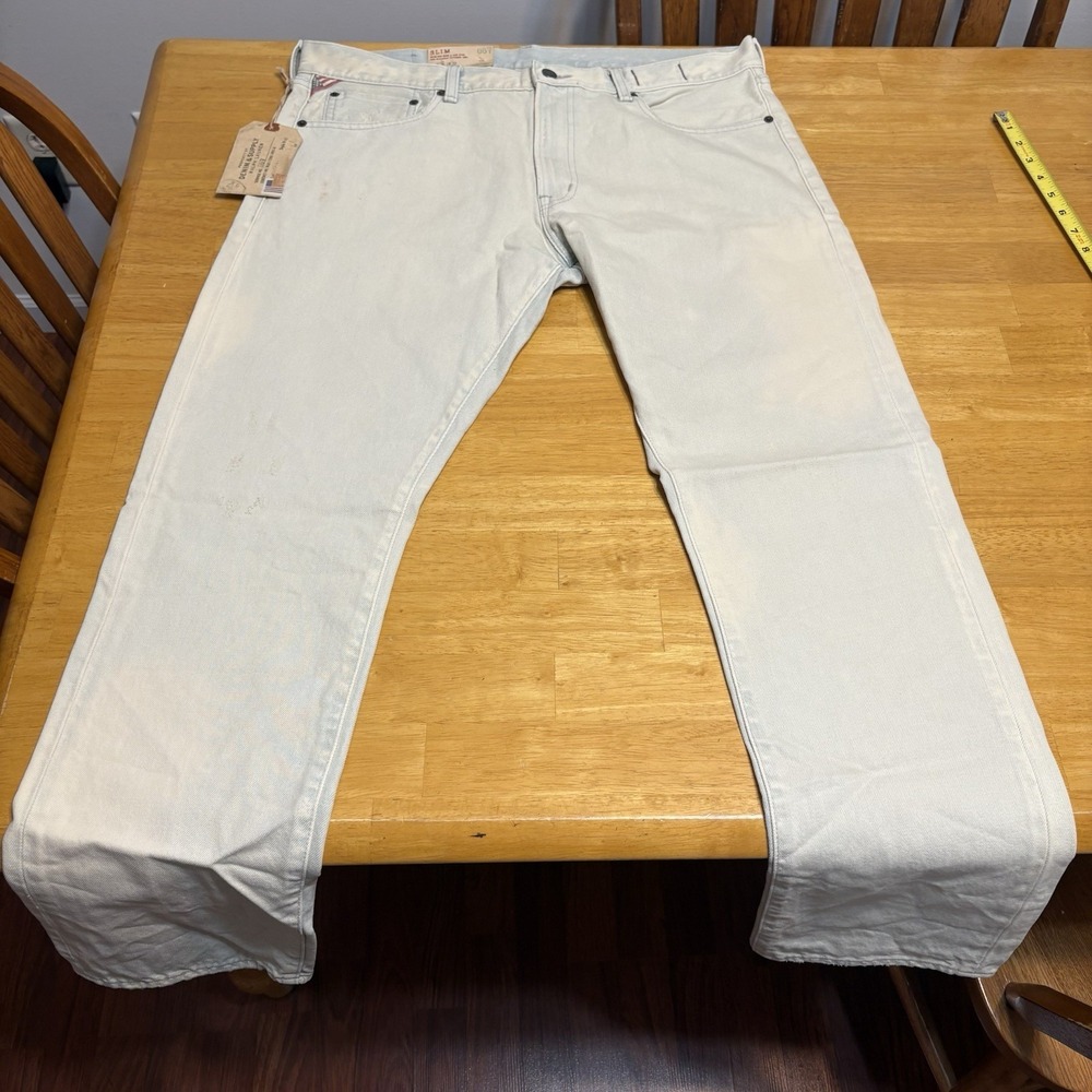 Denim & Supply Ralph Lauren Jeans Womens 36x32 Slim Fit Low Rise White Distress‎